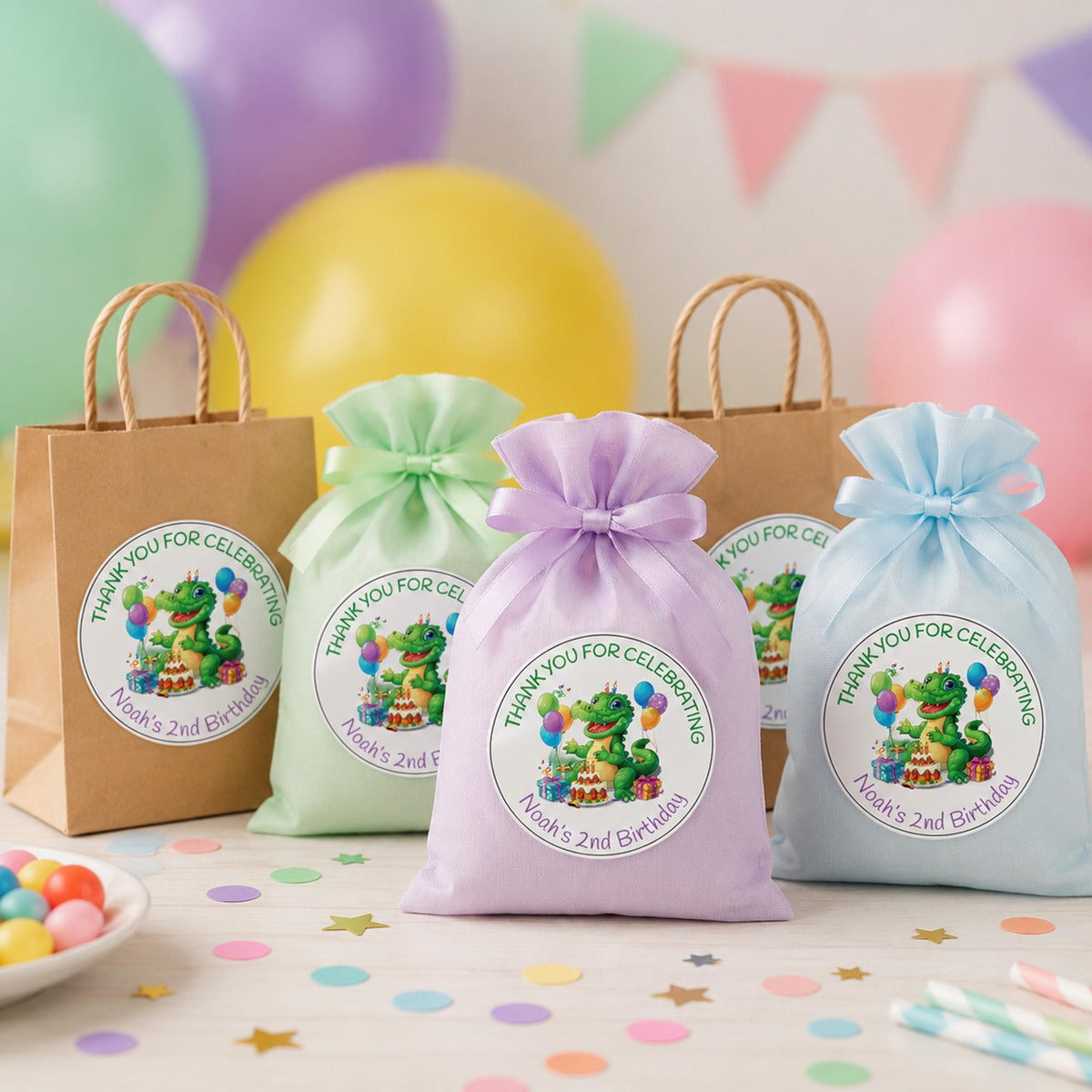 Personalized Dinosaur Birthday Stickers