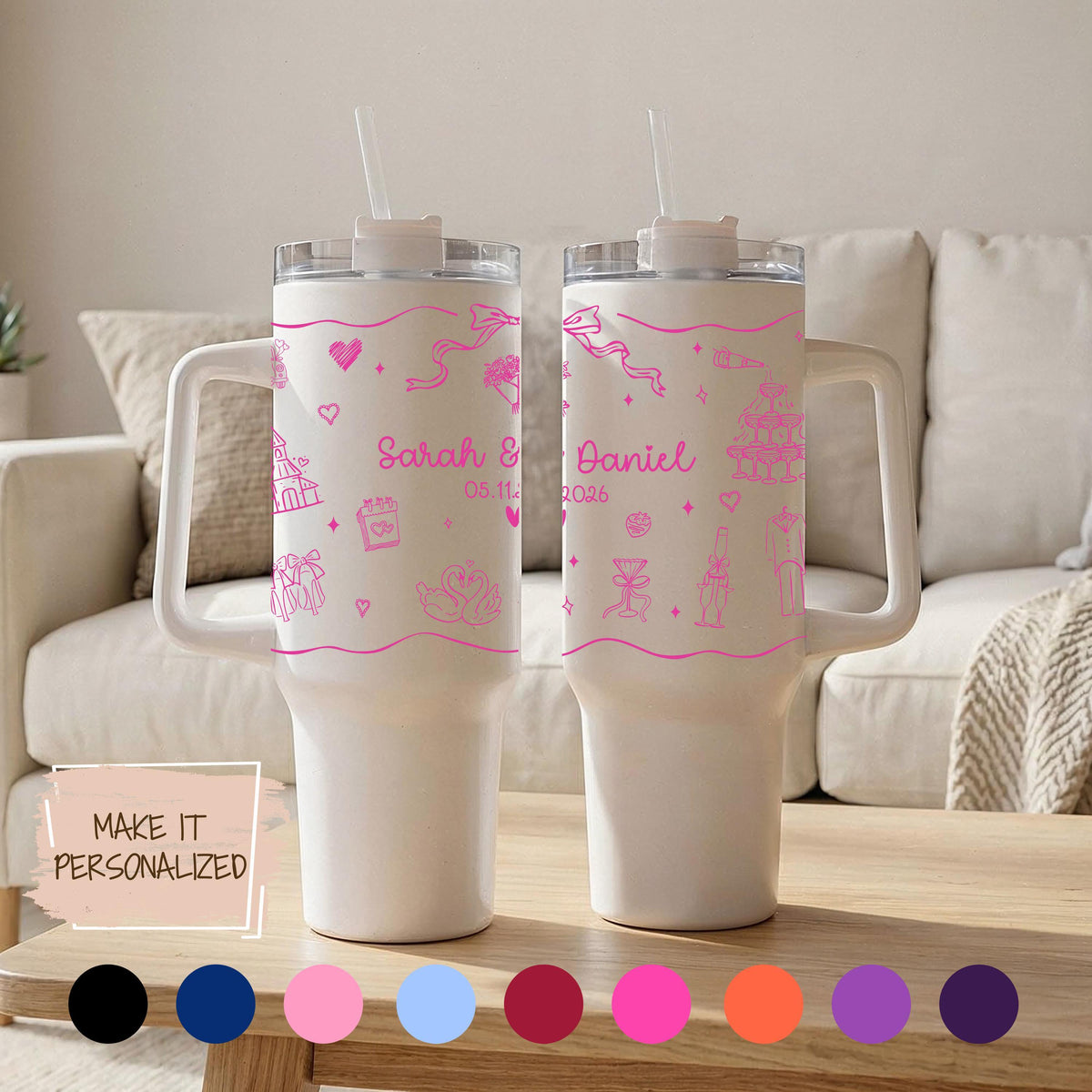 Personalized Bride Tumbler, Custom Wedding Gift, Stainless Steel Name Tumbler