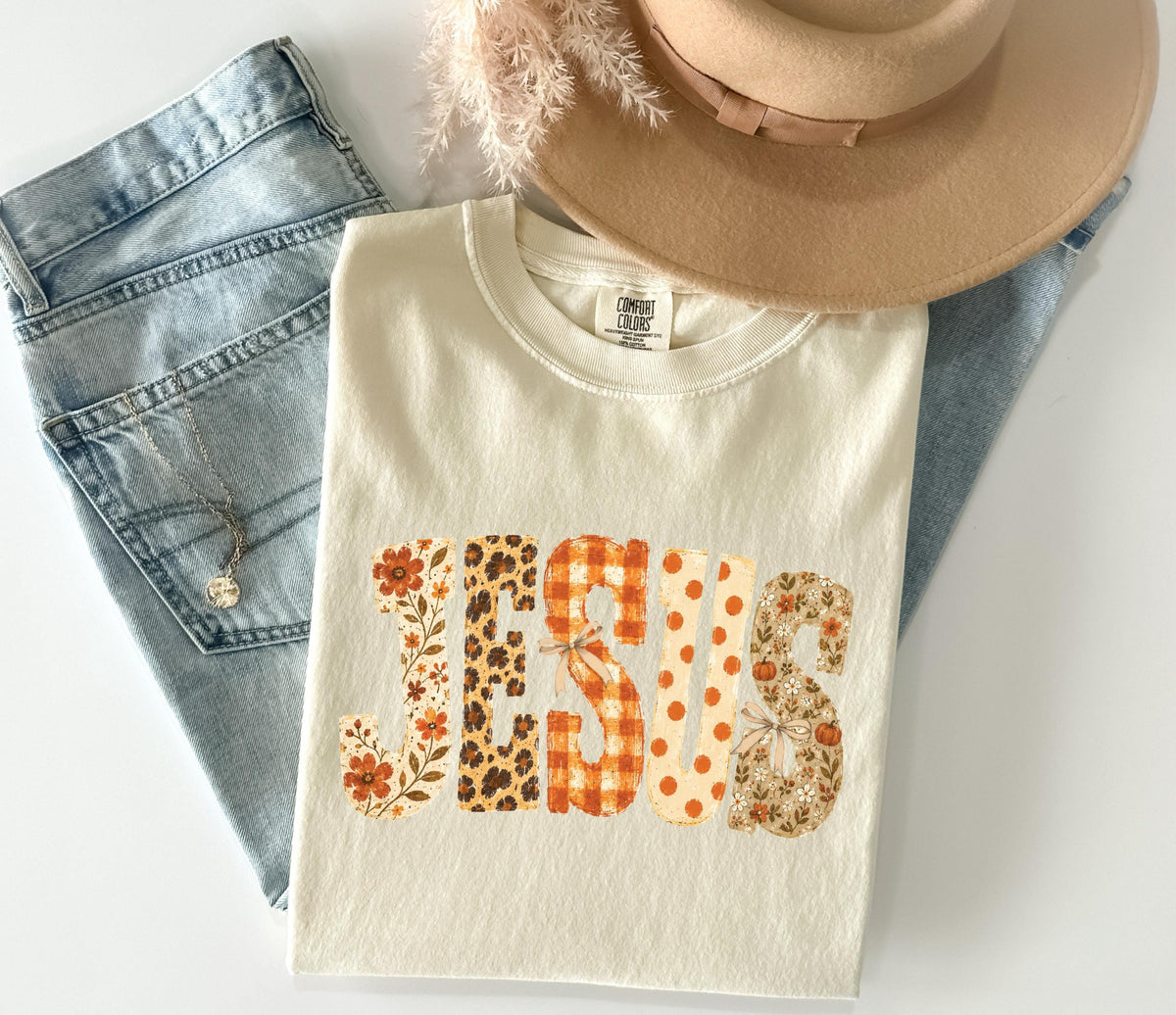 Jesus Fall Comfort Colors® Shirt, Christian Fall Season T-Shirt, Autumn Lovers Gift Tee