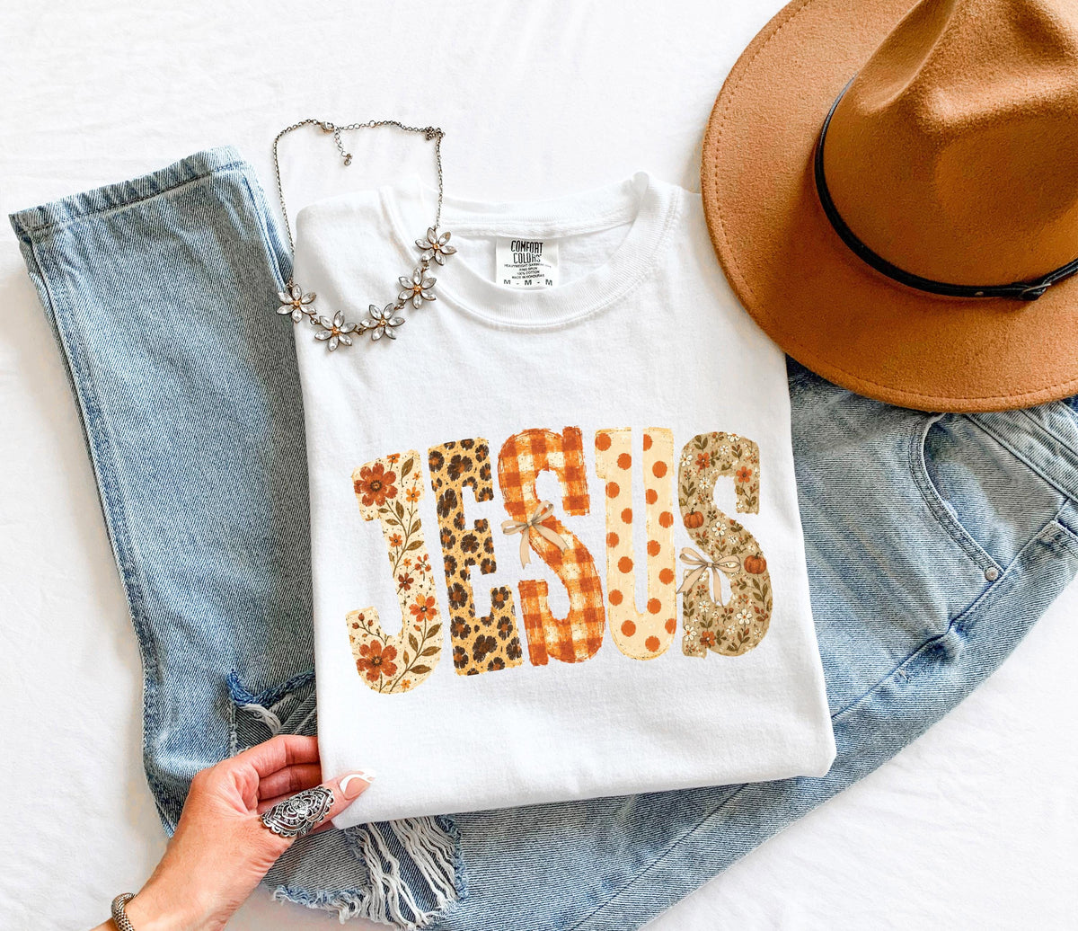 Jesus Fall Comfort Colors® Shirt, Christian Fall Season T-Shirt, Autumn Lovers Gift Tee