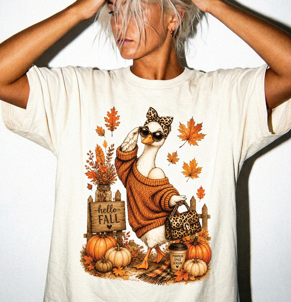 Fall Goose Comfort Colors® Shirt, Coquette Bow Pumpkin Tee, Autumn Women Gift Shirts
