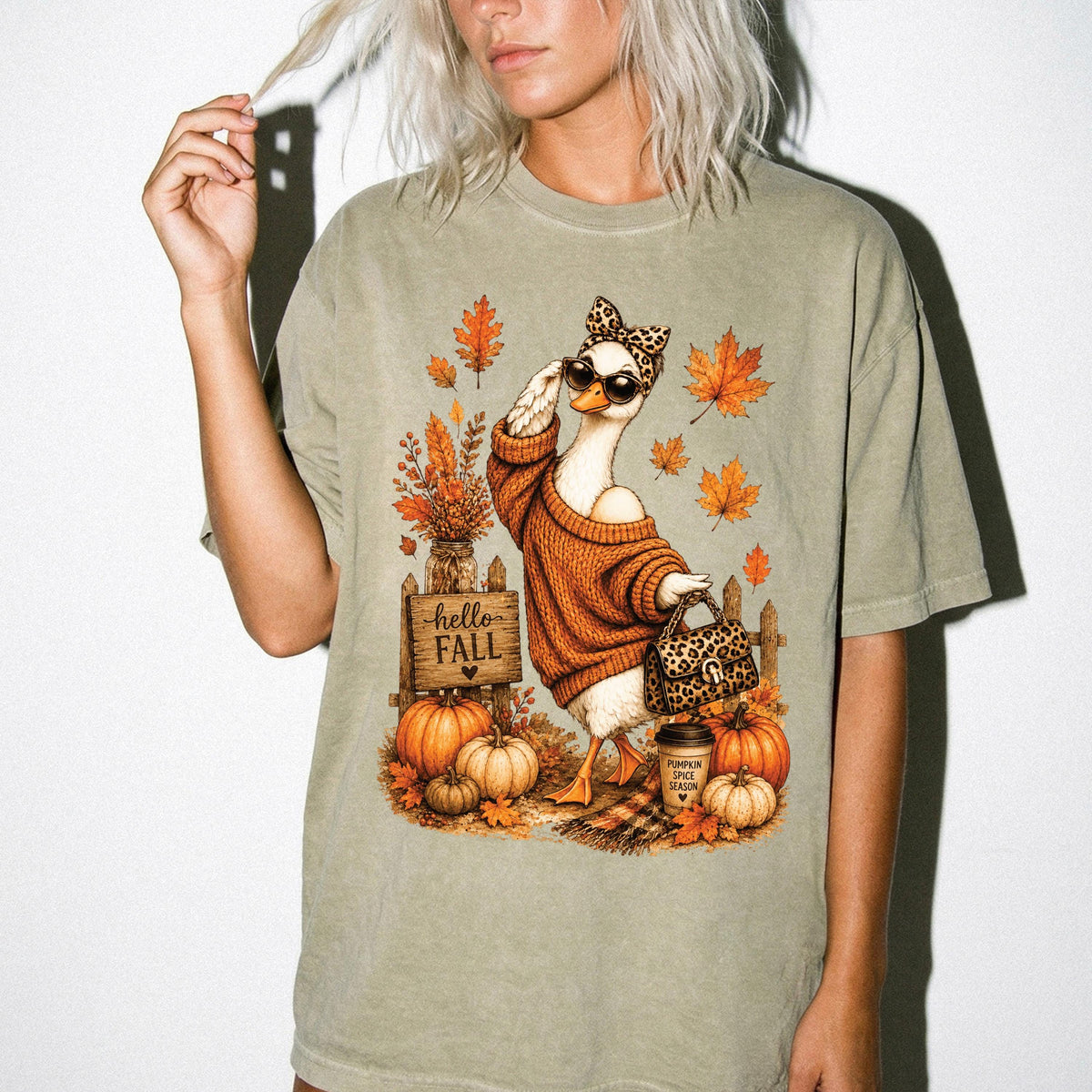 Fall Goose Comfort Colors® Shirt, Coquette Bow Pumpkin Tee, Autumn Women Gift Shirts