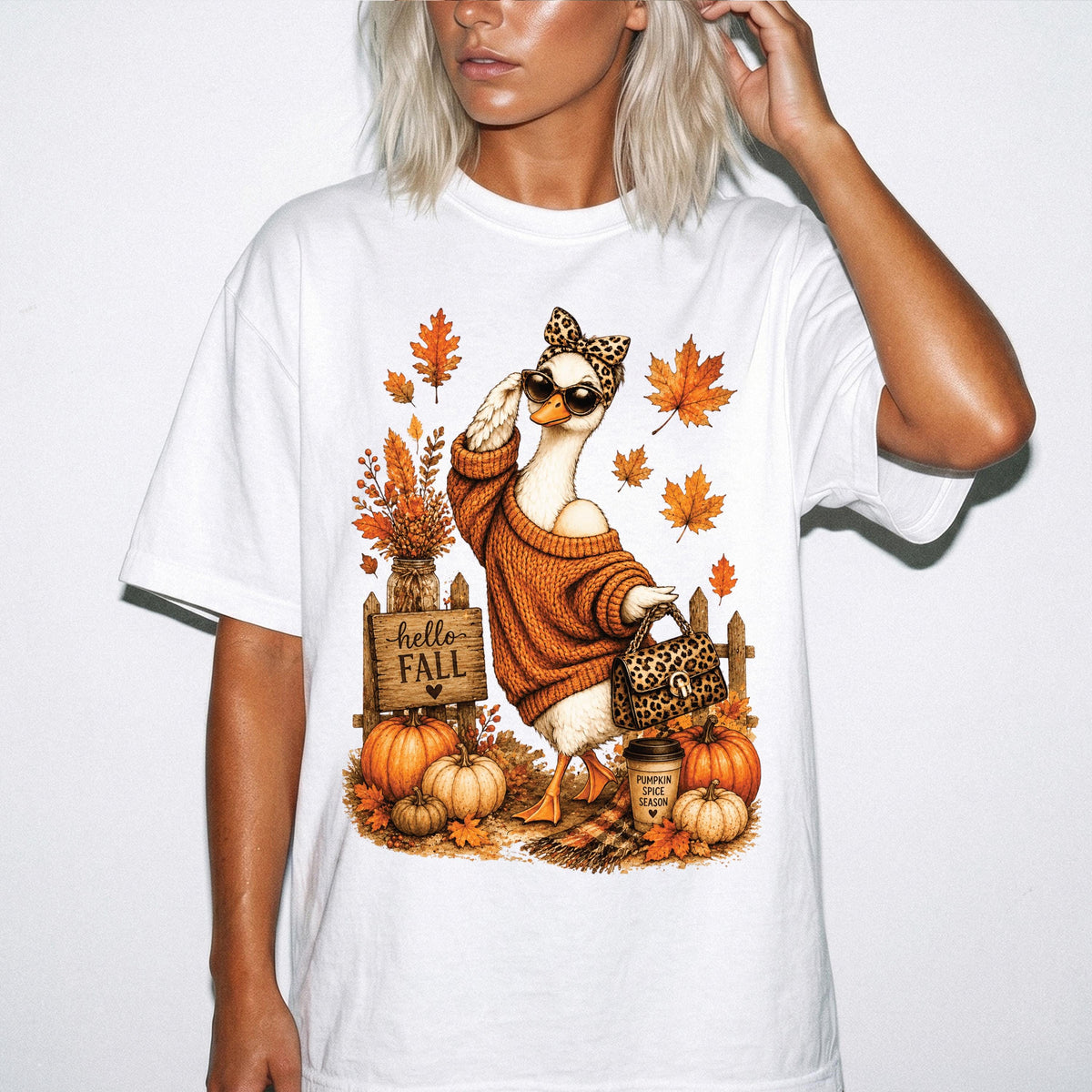 Fall Goose Comfort Colors® Shirt, Coquette Bow Pumpkin Tee, Autumn Women Gift Shirts