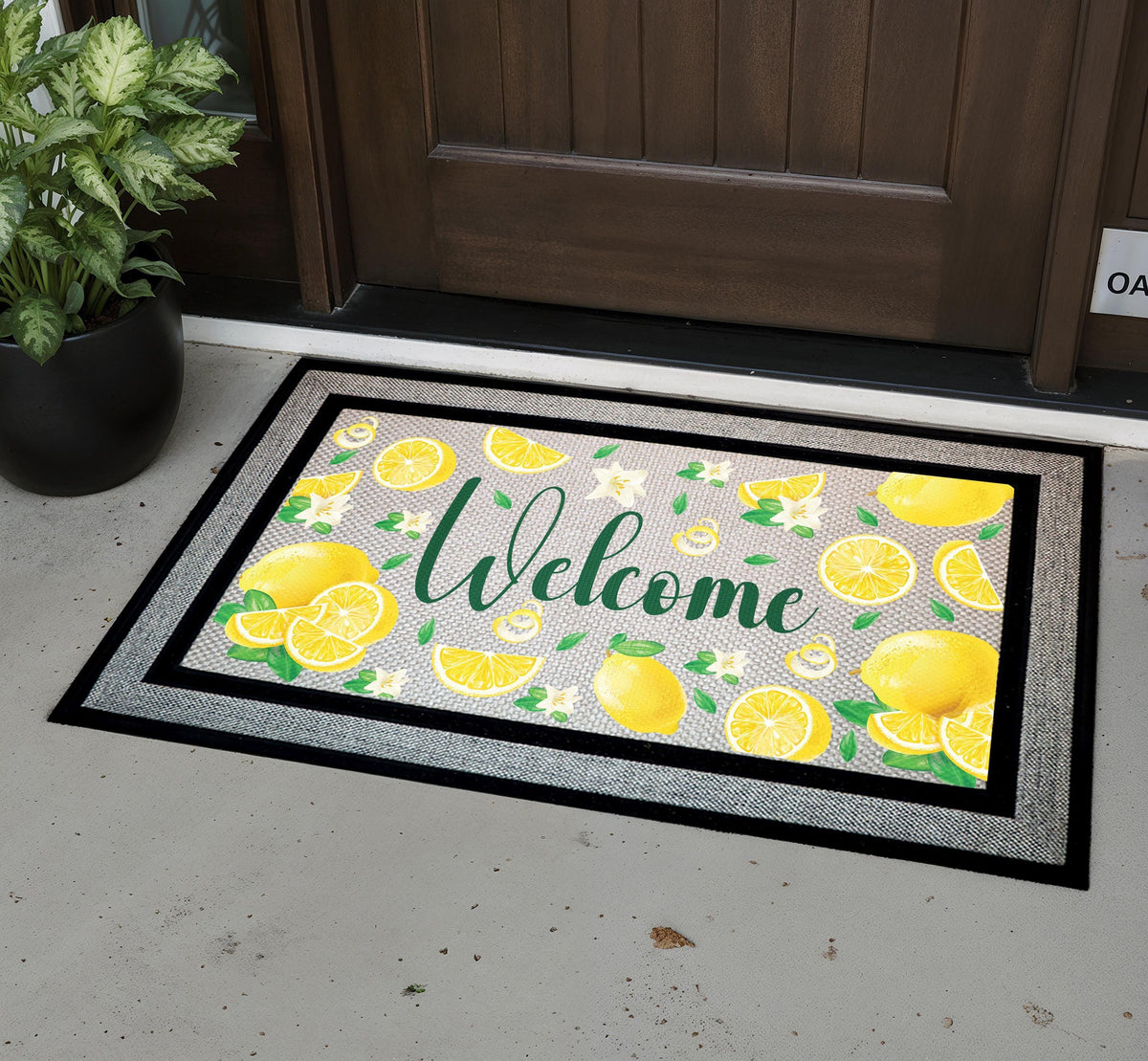 Lemon Blossom Spring Welcome Mat, Summer Citrus Heavy Duty Doormat