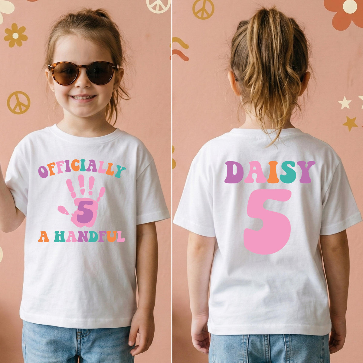 Custom Birthday Girls Shirt, I'm Officially Handful Tee, 5th Birthday Girl Party Gift