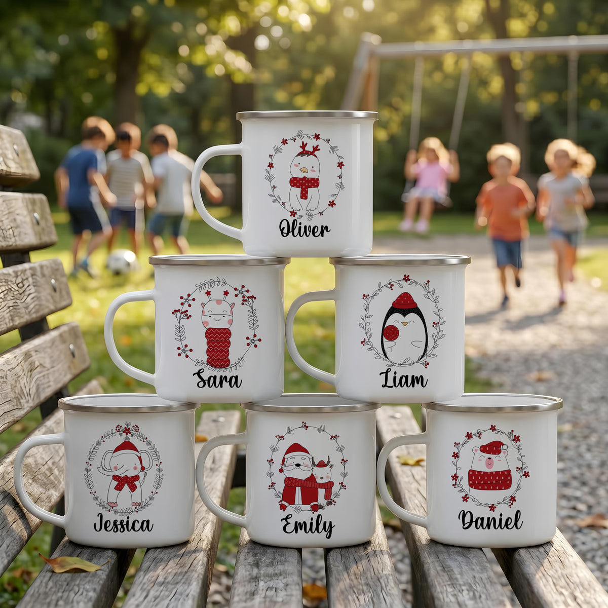 Personalized Stainless Steel Winter Animals Mug, Custom Name Kids Adventure Cup