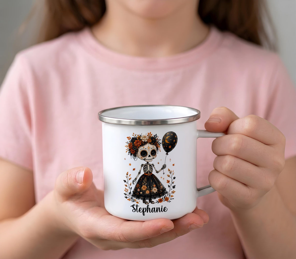Personalized Halloween Camp Mug, Spooky Season Stainless Steel Cup, Custom Name Drinkware