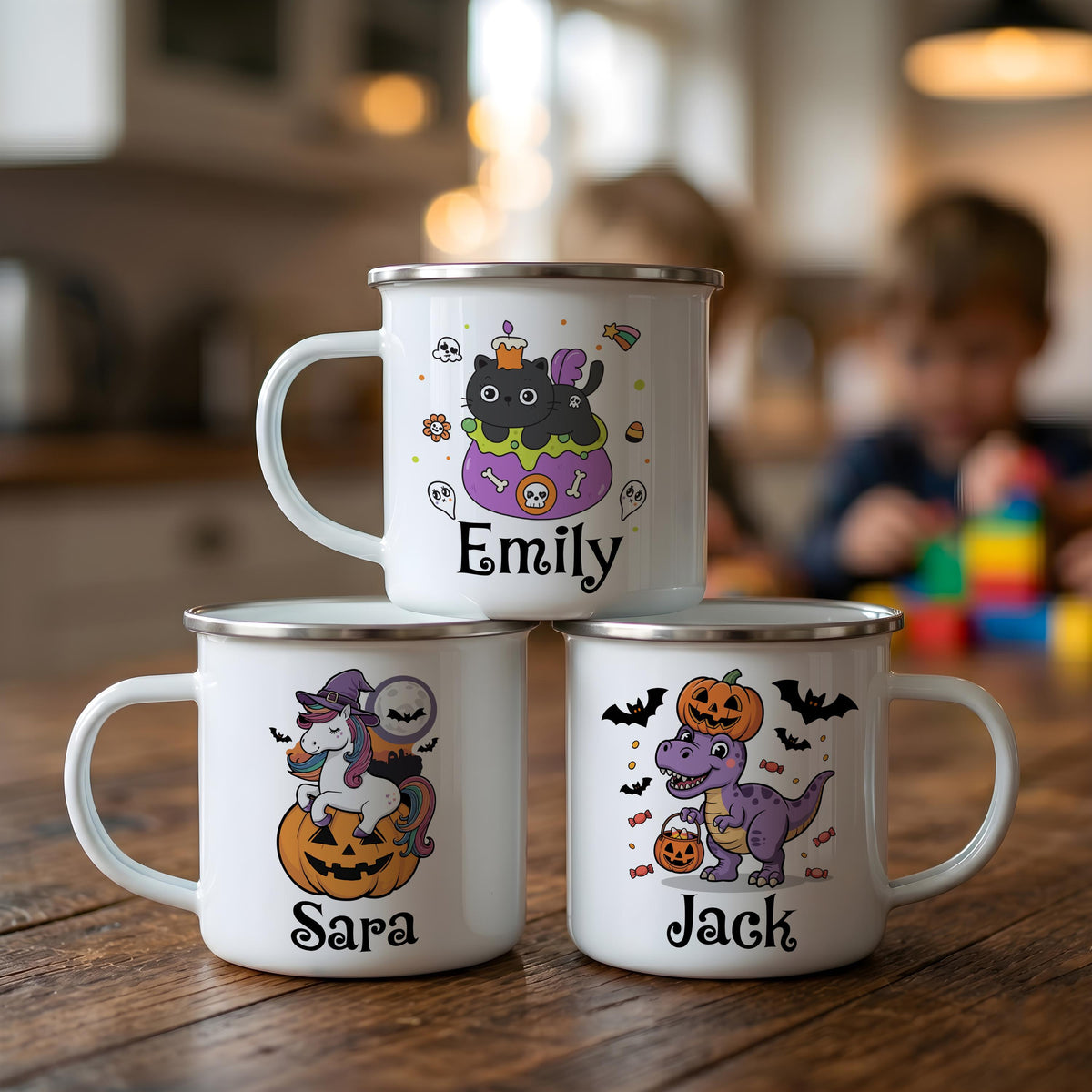 Personalized Spooky Season Enamel Kids Mug, Halloween Adventure Camp Cup