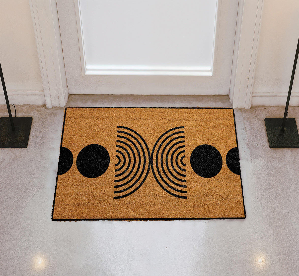 Modern Abstract Entryway Mat, Geometric Coco Doormat, Minimalist Lines Welcome Mat