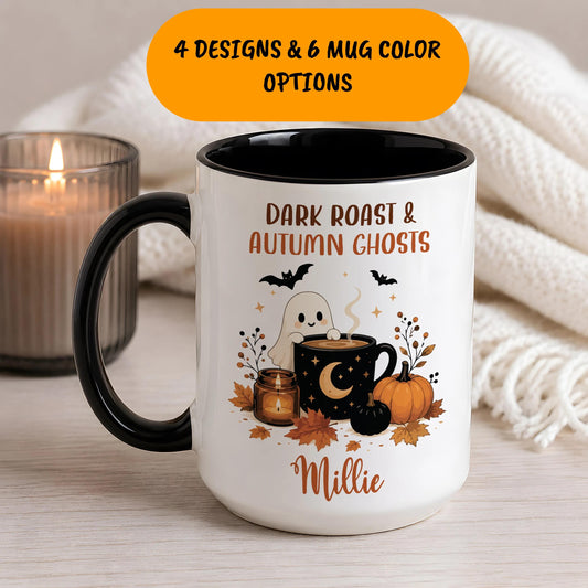 Personalized Boho Pumpkin Season Coffee Mug, Custom Spooky Autumn Cup