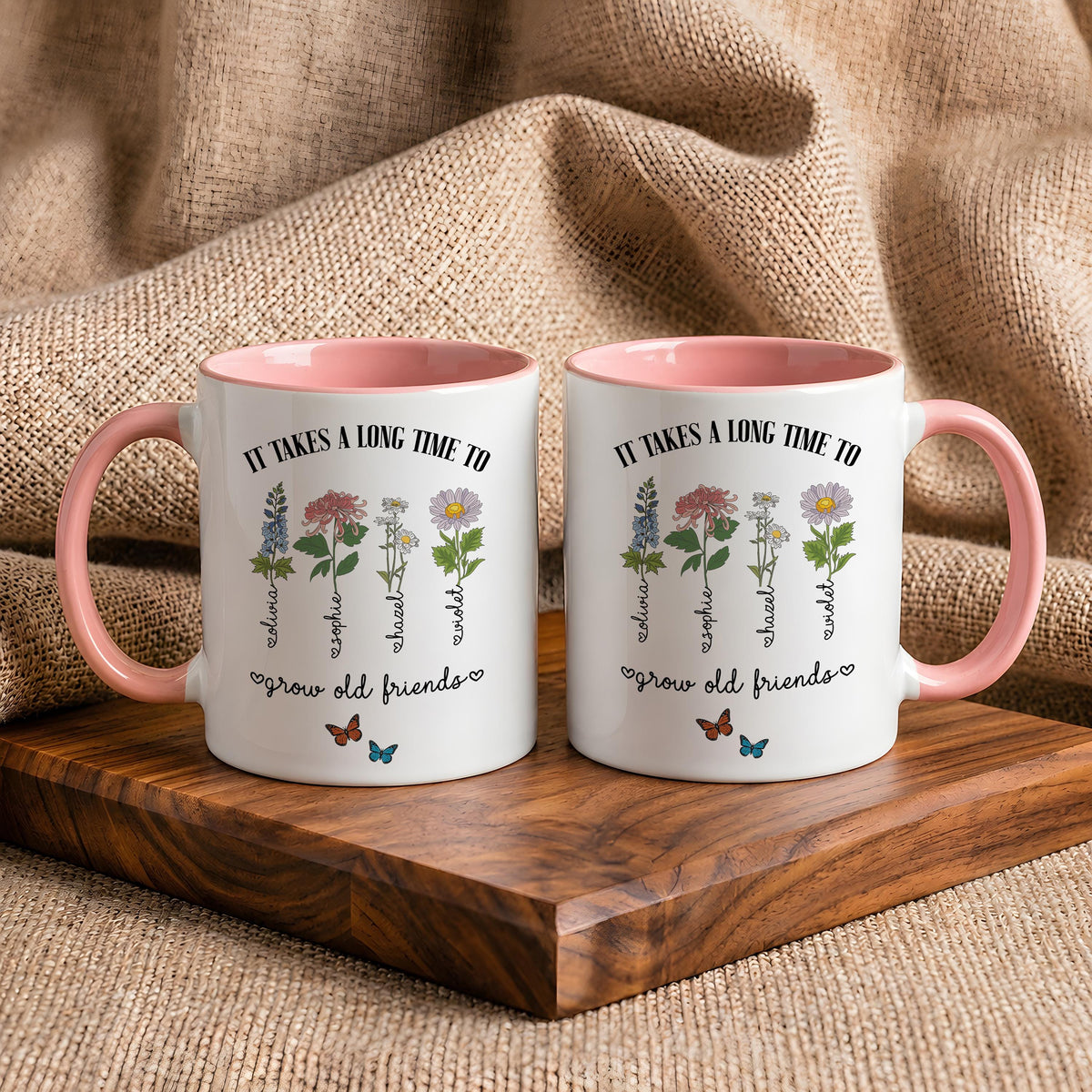 Personalized Birth Flower Besties Coffee Mug