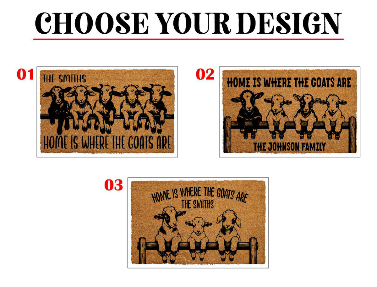 Personalized Goat Family Coir Doormat