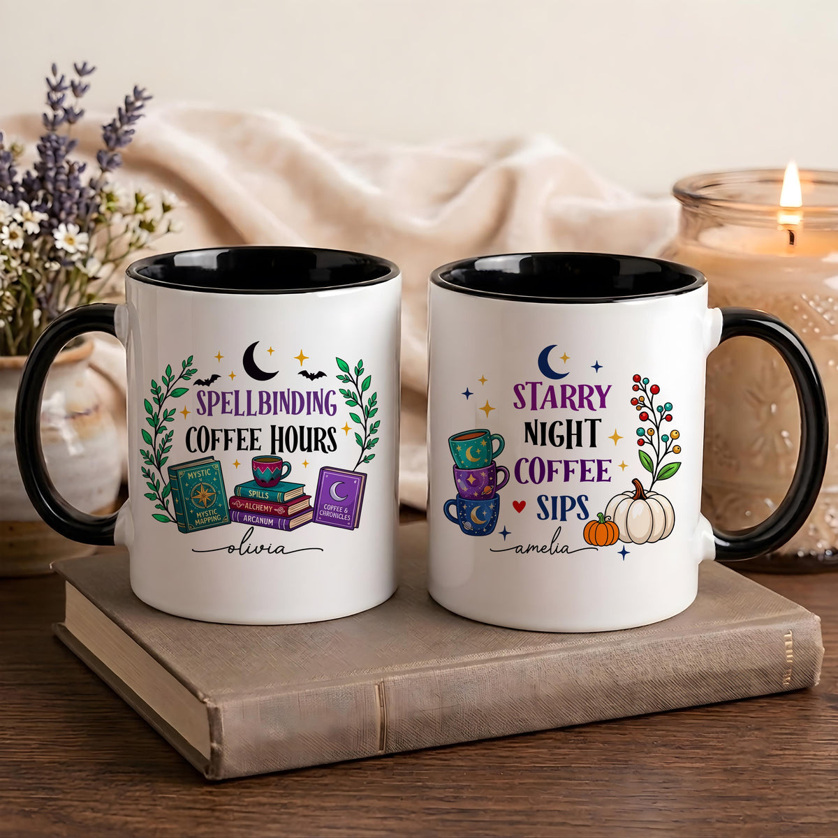 Personalized Cozy Pumpkin Season Coffee Mug, Custom Name Halloween Reader Ceramic Cup