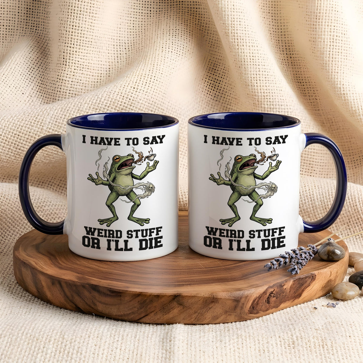 I Have To Say Weird Stuff Or I'll Die Mug, Funny Frog Coffee Cup, Quirky Animal Lover Gift