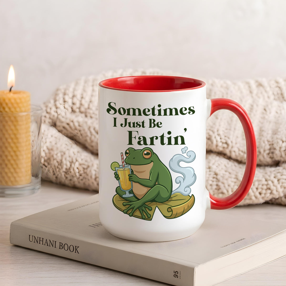 Sometimes I Just Be Fartin' Coffee Cup, Sarcastic Frog Illustration Ceramic Mug for Coworker