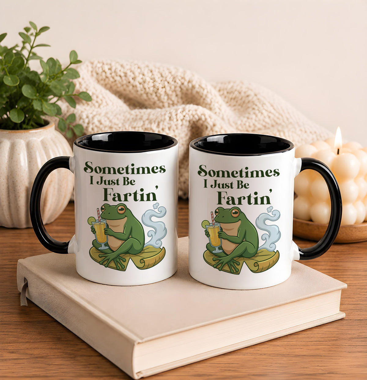 Sometimes I Just Be Fartin' Coffee Cup, Sarcastic Frog Illustration Ceramic Mug for Coworker