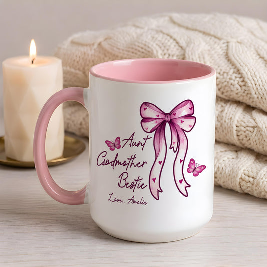 Personalized Aunt Godmother Bestie Mug, Godparent Proposal Gift, Auntie Baby Announcement Cup