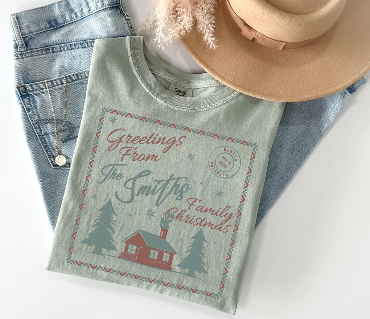 Personalized Christmas Comfort Colors® Shirt, Family Matching Xmas Tees, Christmas Crew Gift Shirt