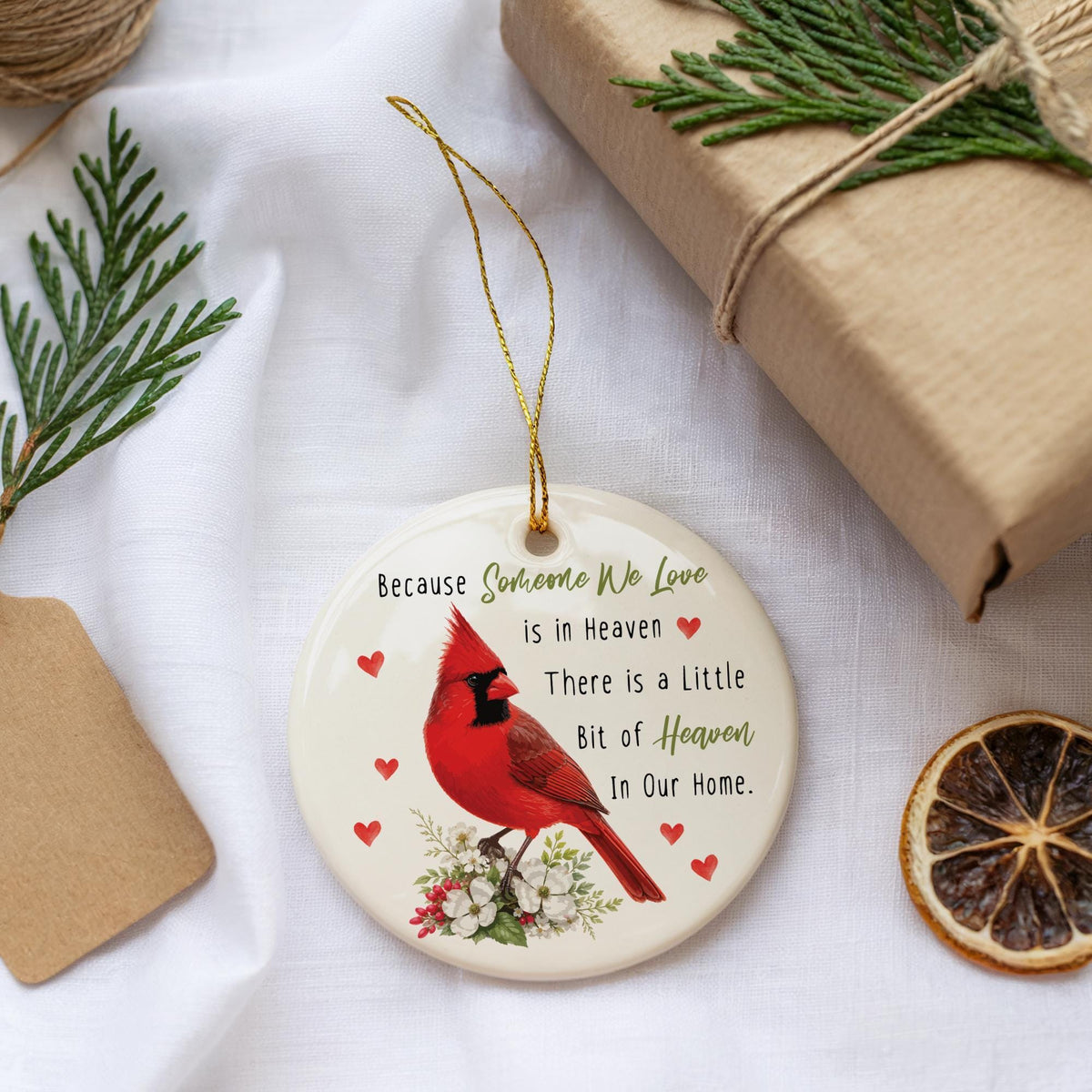 Cardinal Memorial Ornament, Because Someone We Love is in Heaven Keepsake