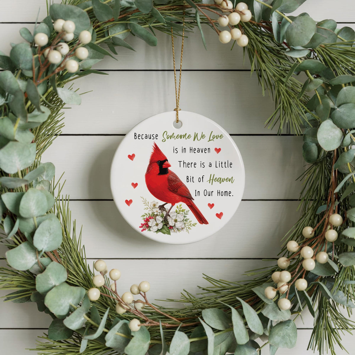Cardinal Memorial Ornament, Because Someone We Love is in Heaven Keepsake