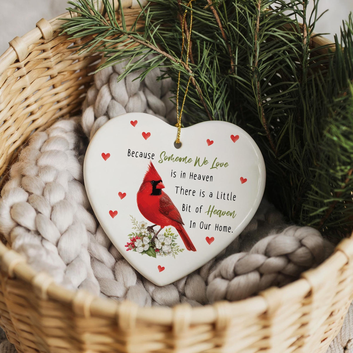 Cardinal Memorial Ornament, Because Someone We Love is in Heaven Keepsake