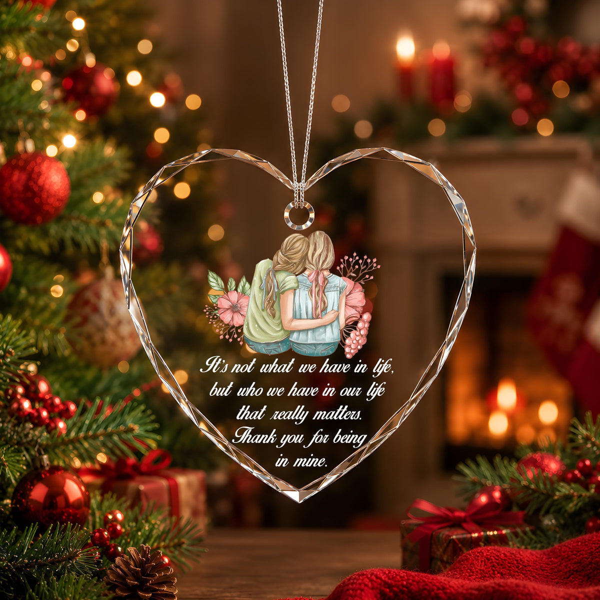 Crystal Glass Ornament, Round or Heart Shape, Friendship Keepsake, Personalized Gift