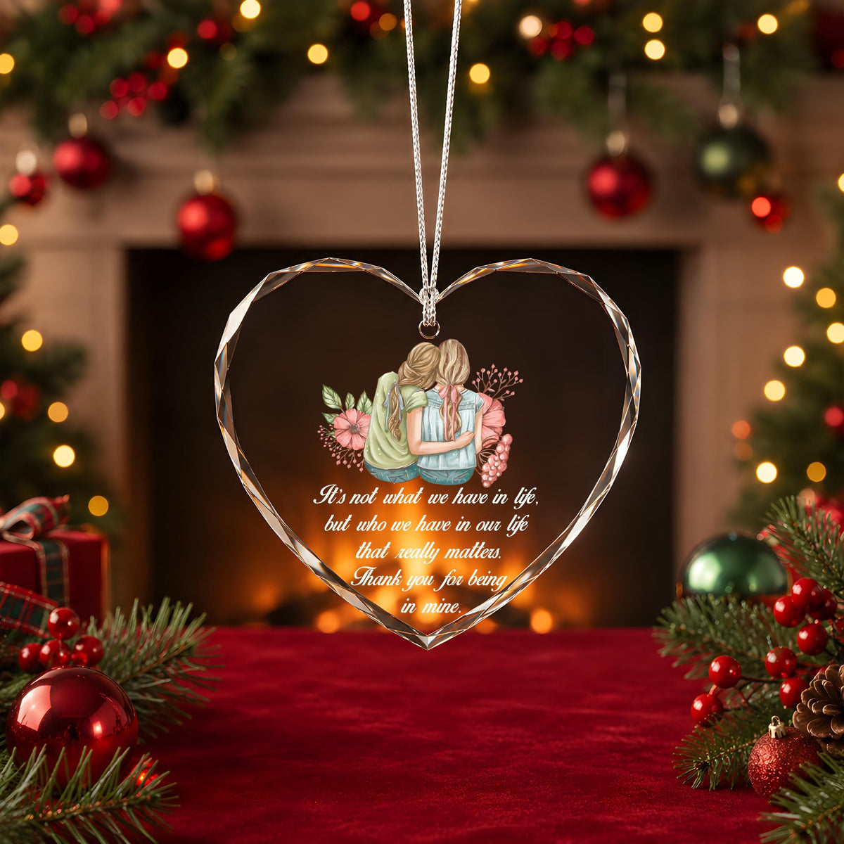 Crystal Glass Ornament, Round or Heart Shape, Friendship Keepsake, Personalized Gift