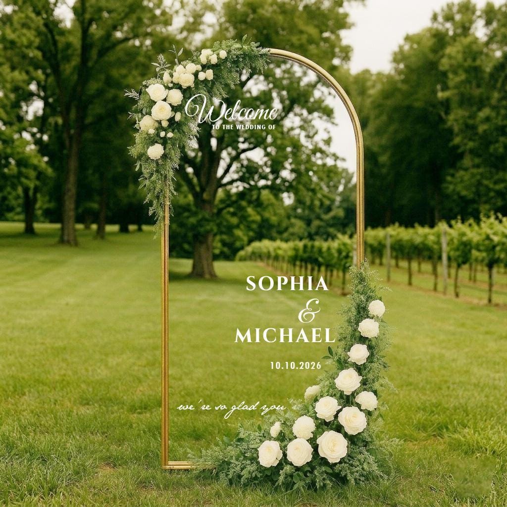 Custom Wedding Mirror Decal, Personalized Vinyl Welcome Sign Sticker