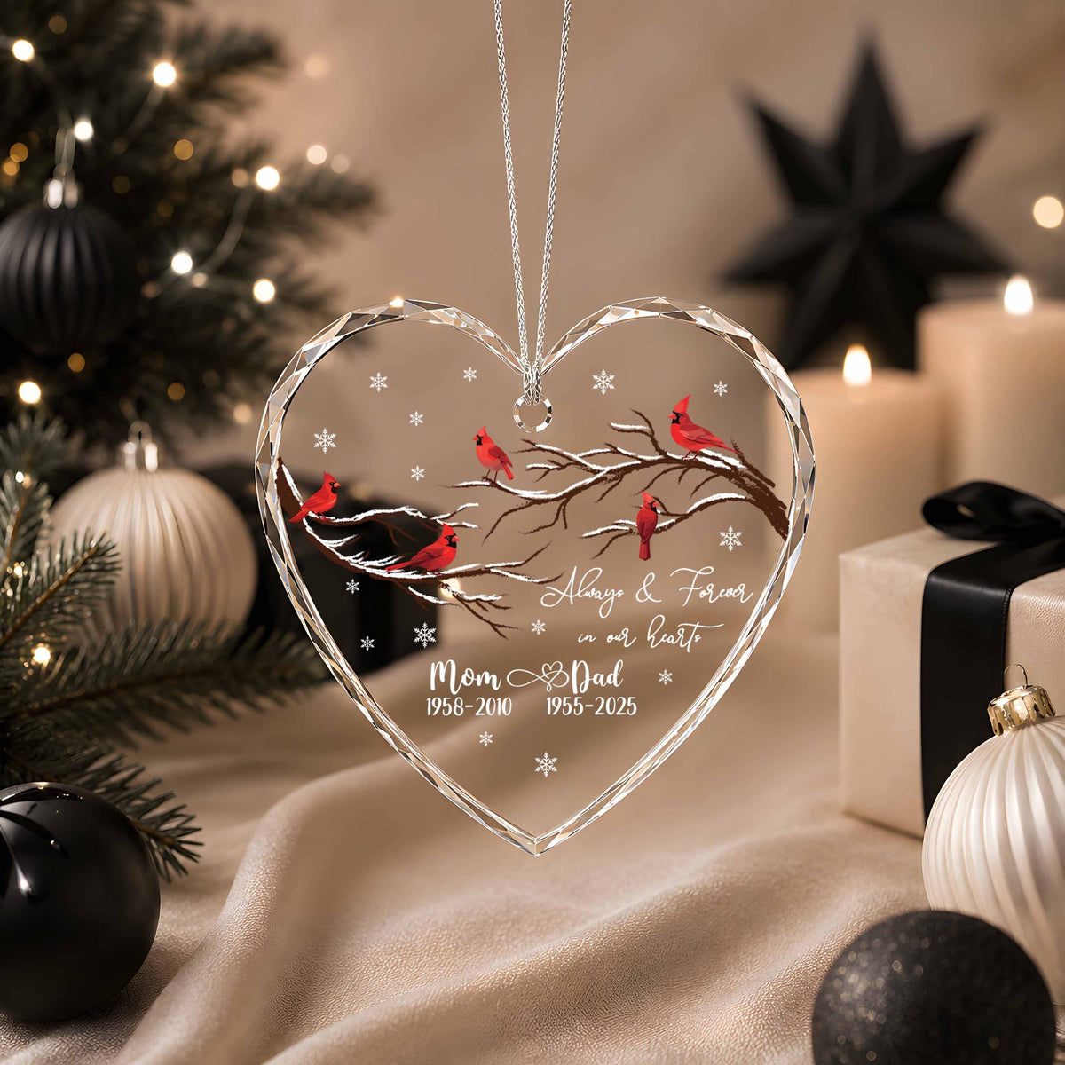 Custom Loss of Parents Memorial Ornament, Always & Forever Remembrance Keepsake