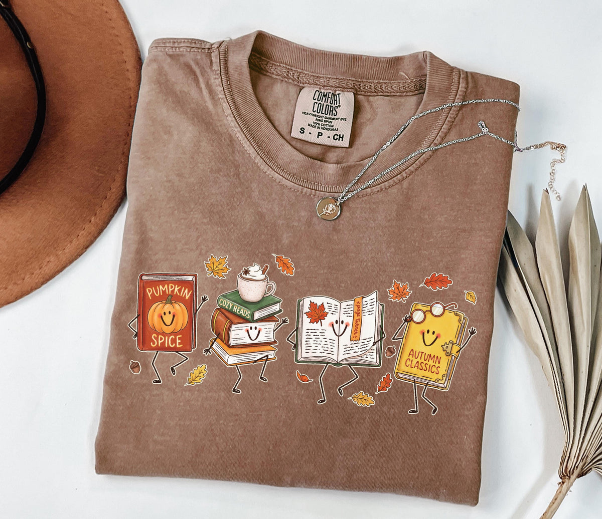Fall Books Comfort Colors® Shirt, Fall Season Bookish T-Shirt, Autumn Lovers Gift Tee