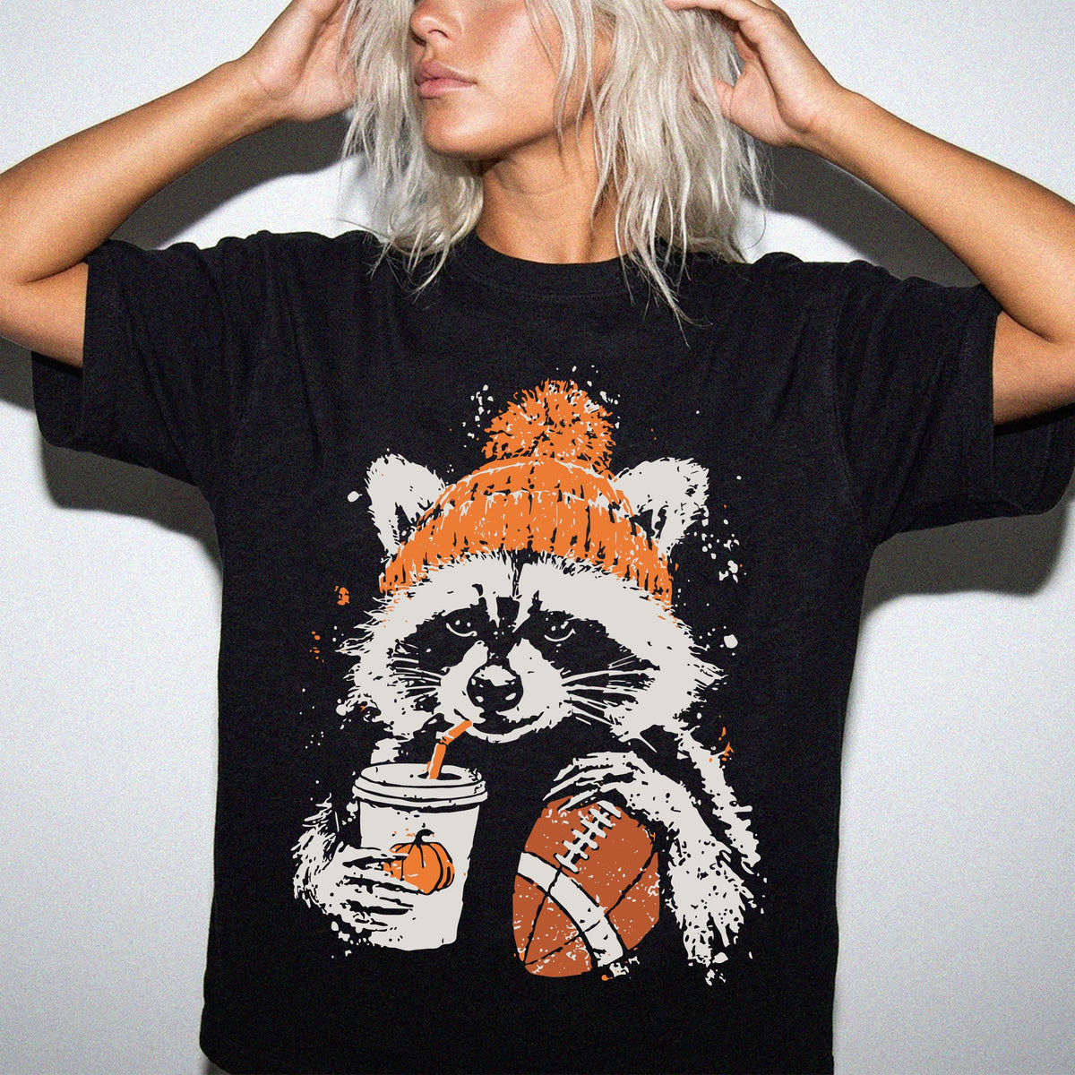 Fall Football Comfort Colors® Shirt, Autumn Raccoon Tee, Football Lover Fall Season Gift