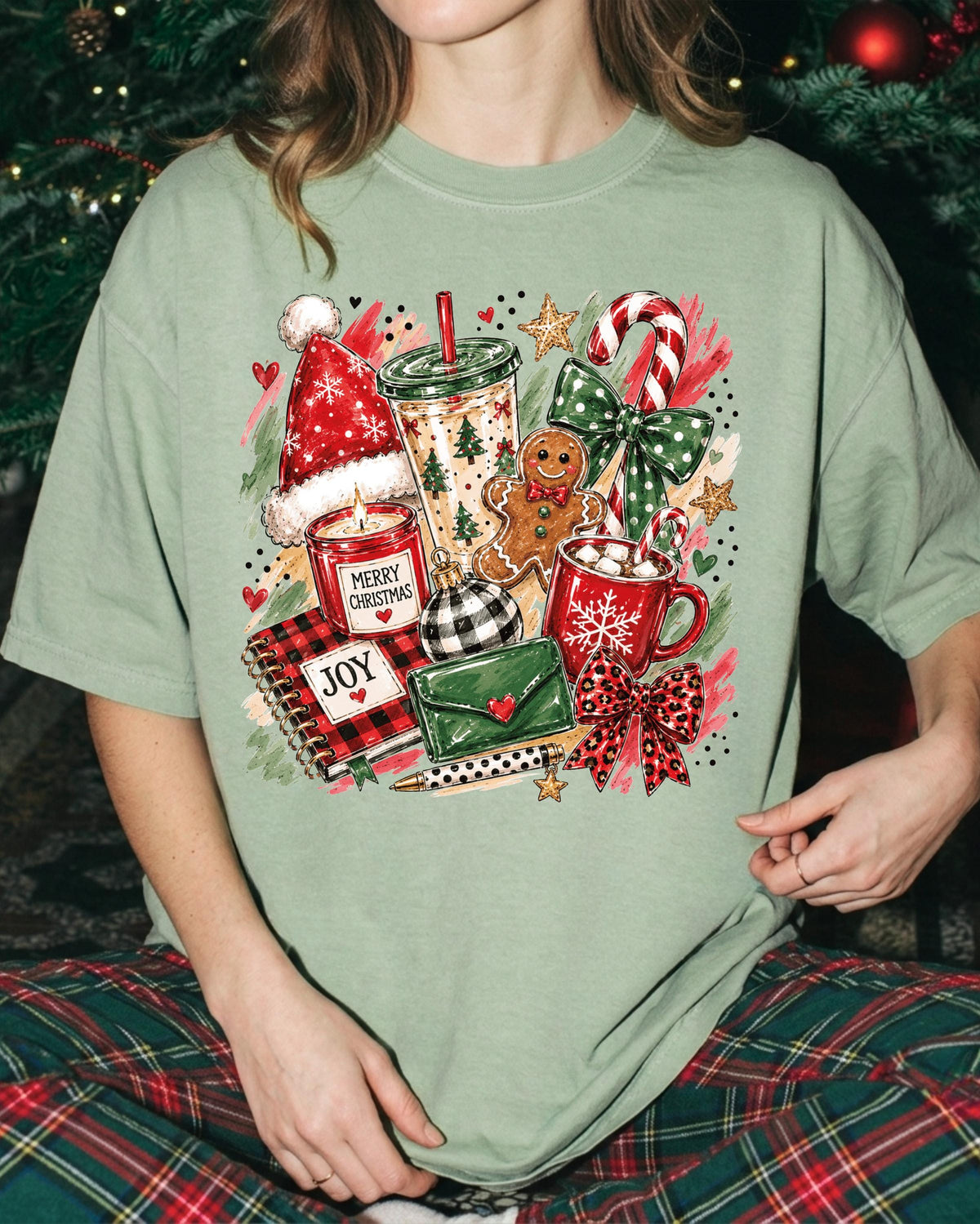 Merry Christmas Comfort Colors® Shirt, Coquette Bow Xmas Season Tee, Women Holiday Gift