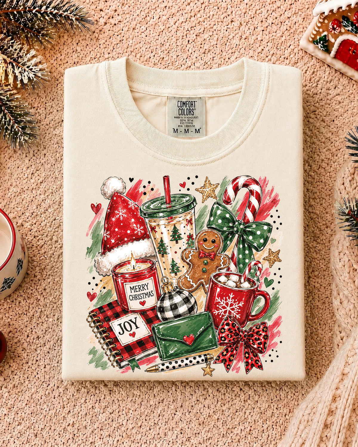 Merry Christmas Comfort Colors® T-shirt, Family Xmas Tee, Preppy Christmas Women Gift