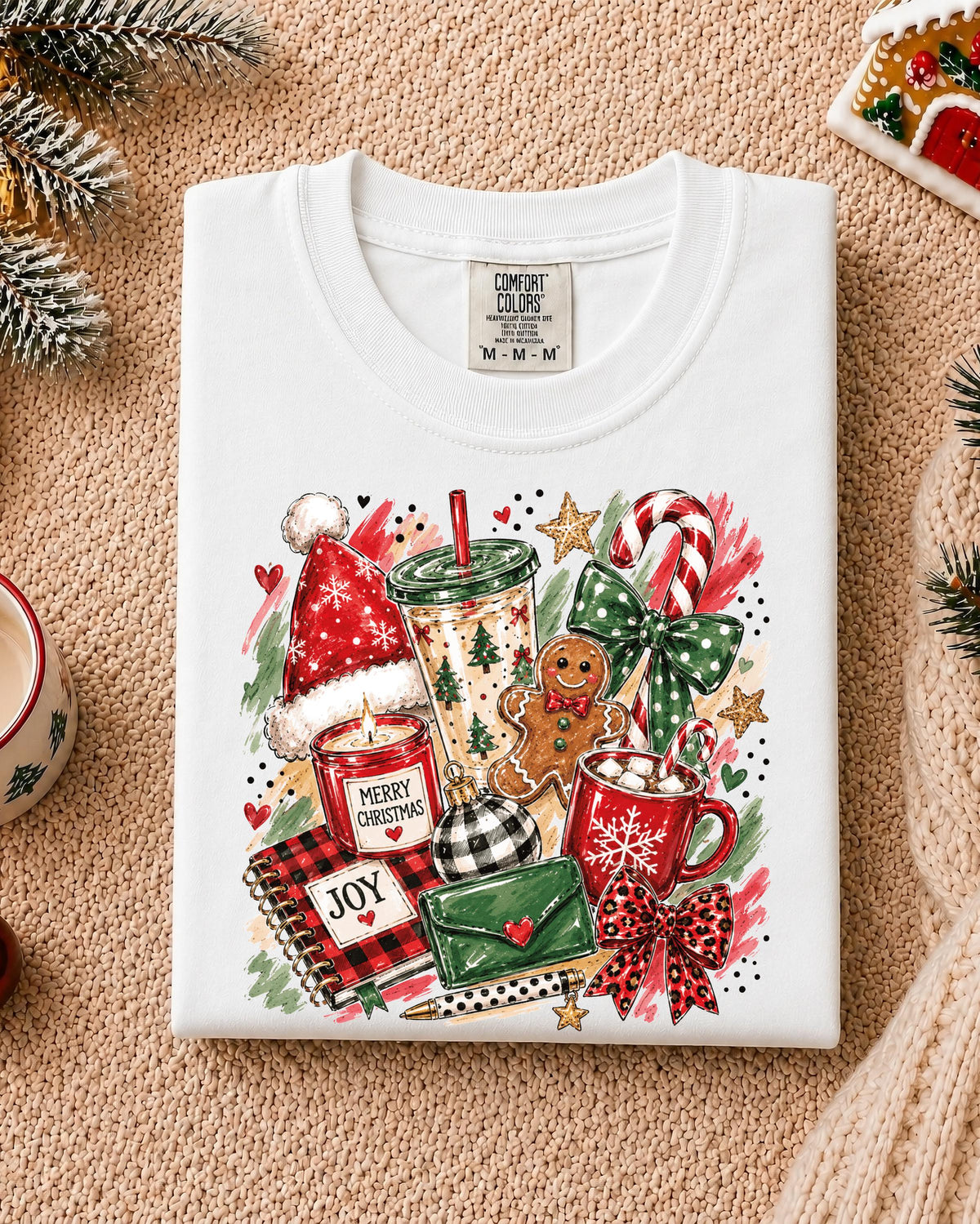 Merry Christmas Comfort Colors® T-shirt, Family Xmas Tee, Preppy Christmas Women Gift