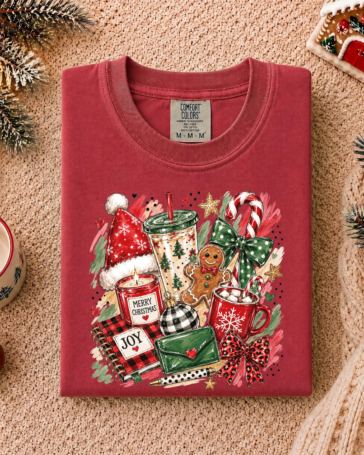 Merry Christmas Comfort Colors® T-shirt, Family Xmas Tee, Preppy Christmas Women Gift