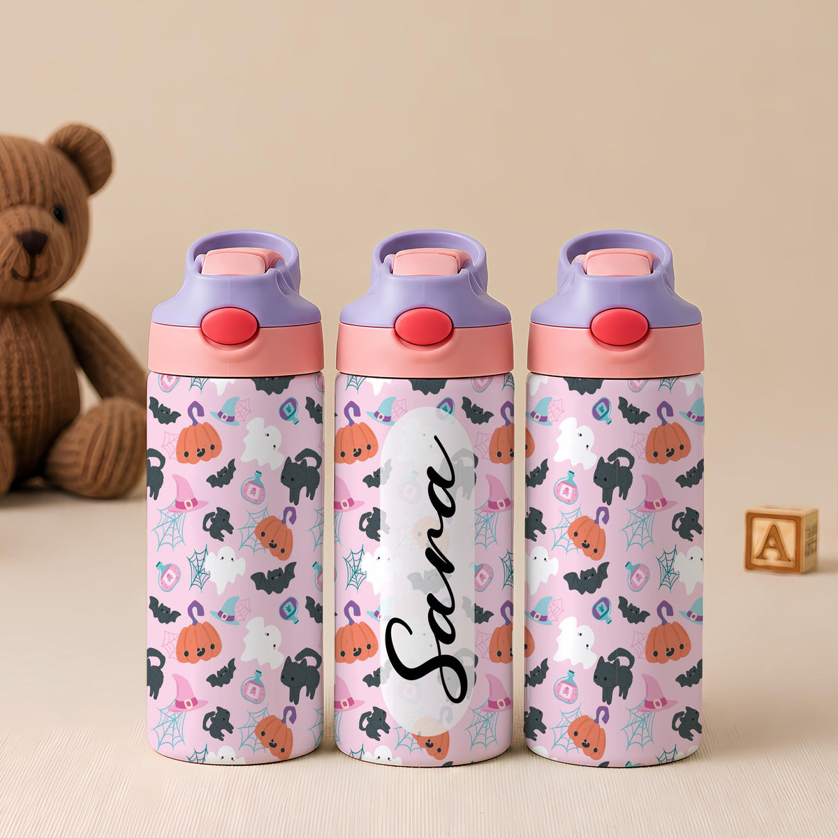 Personalized Kids Halloween Tumbler, Spooky Season Stainless Steel Cup