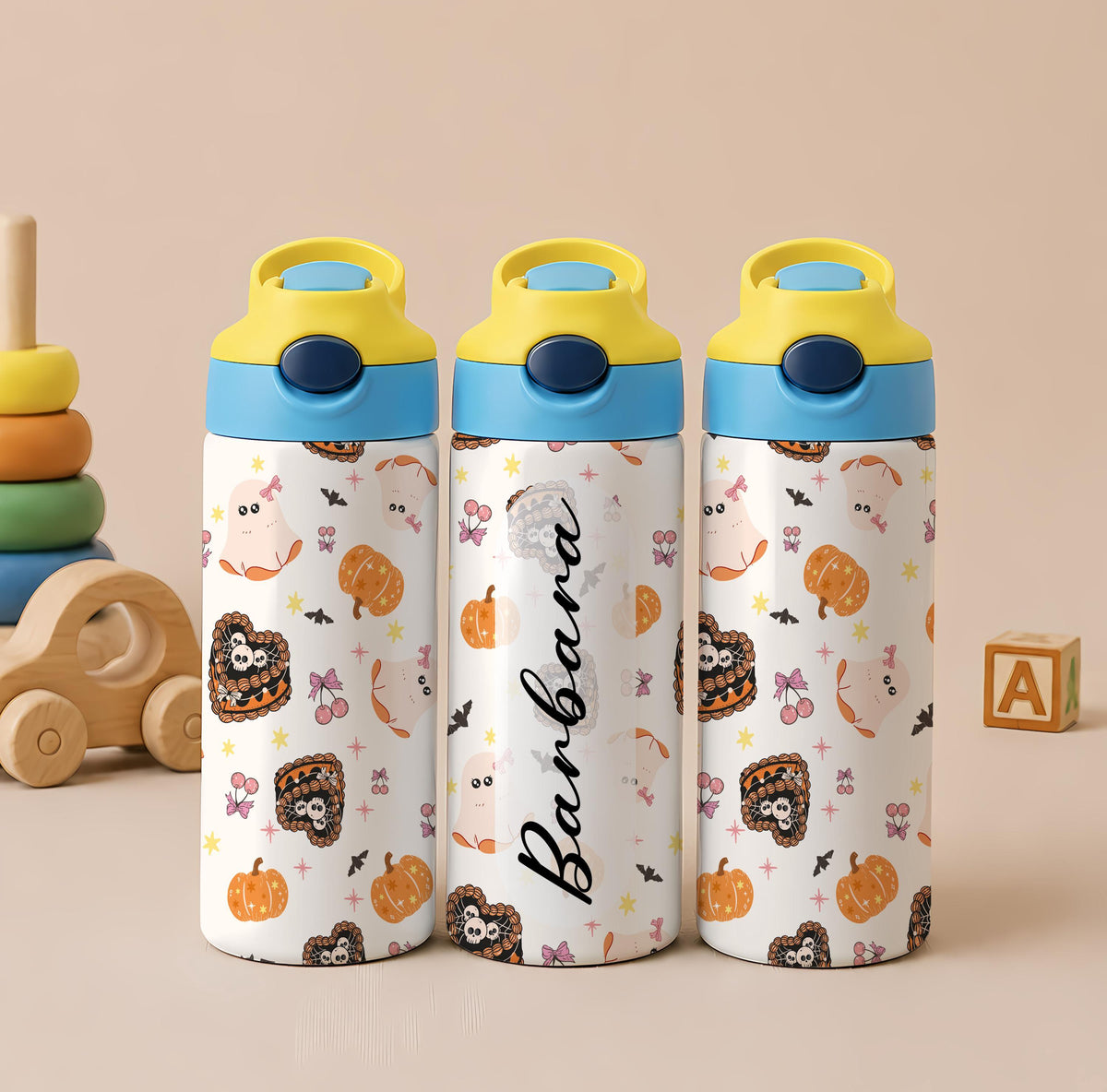 Personalized Kids Halloween Tumbler, Spooky Season Stainless Steel Cup
