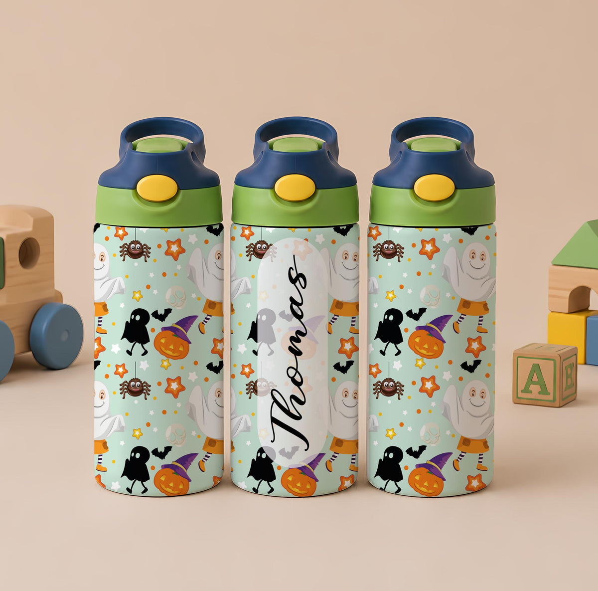 Personalized Kids Halloween Tumbler, Spooky Season Stainless Steel Cup