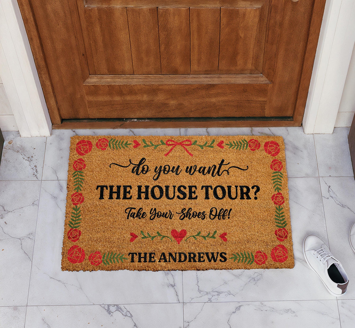 Custom Family Name Take Your Shoes Off Doormat, Personalized Sarcastic Welcome Mat