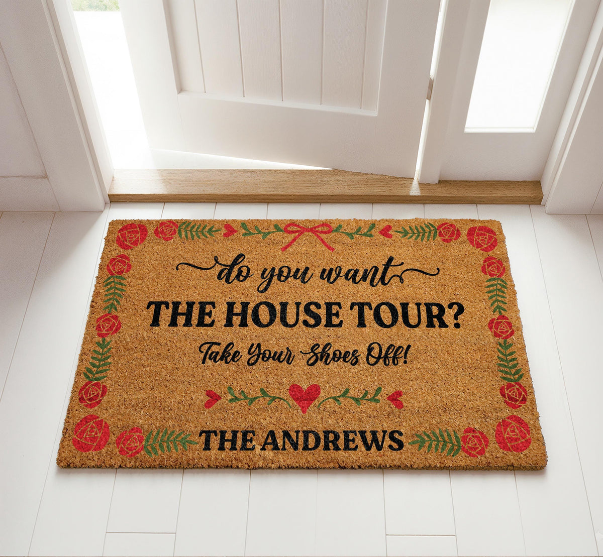 Custom Family Name Take Your Shoes Off Doormat, Personalized Sarcastic Welcome Mat