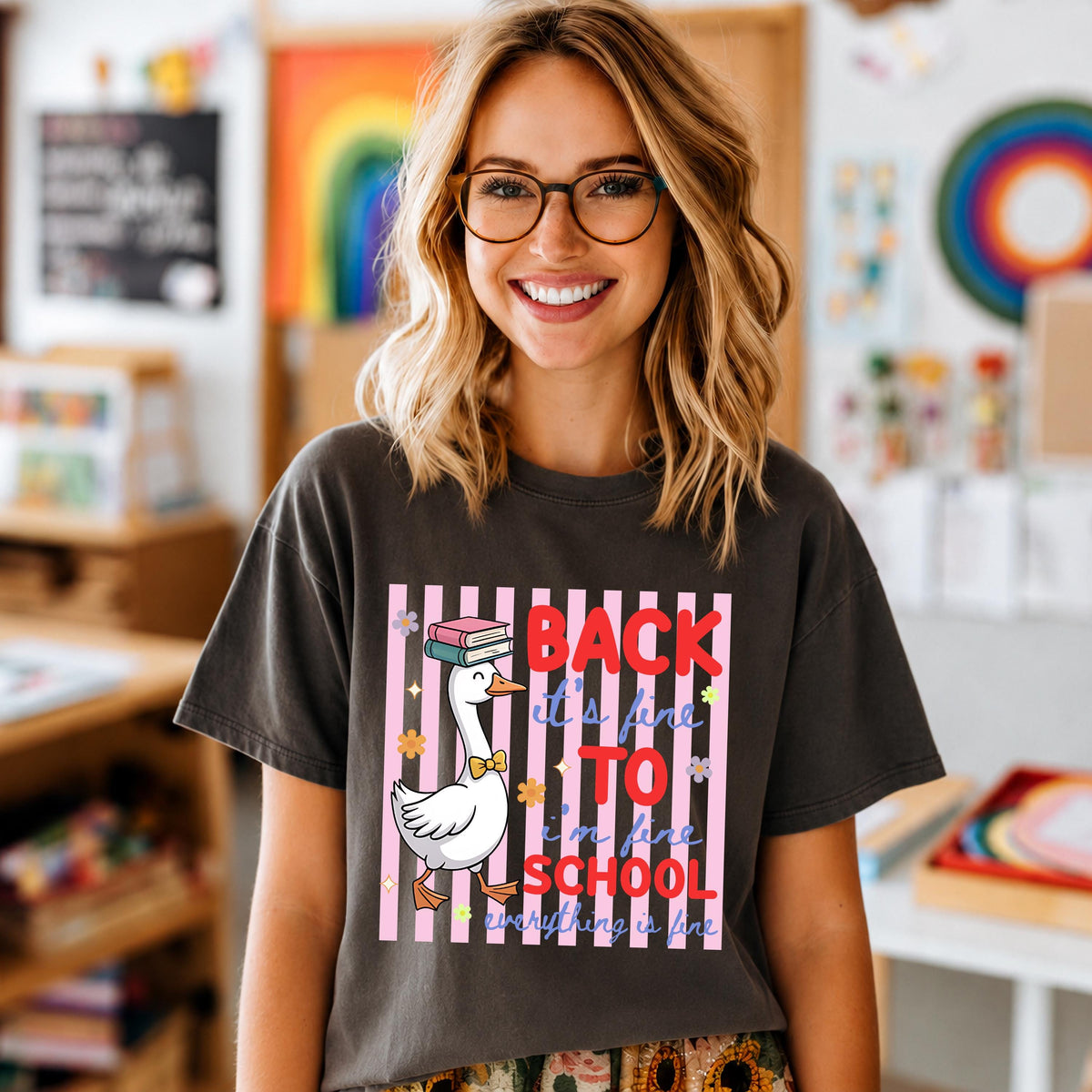 Comfort Colors® Striped Back to School T-Shirt, Funny School Tees, Teacher Appreciation Gift