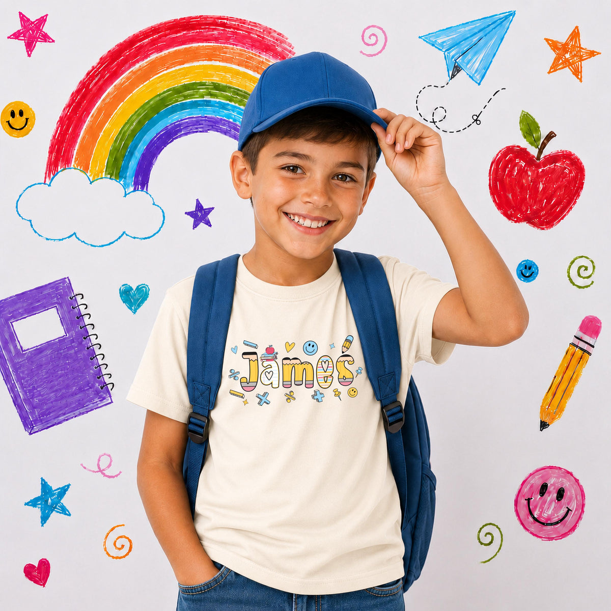 Personalized School Shirt, First Day of School Name Tee, Back to School Kids Gift