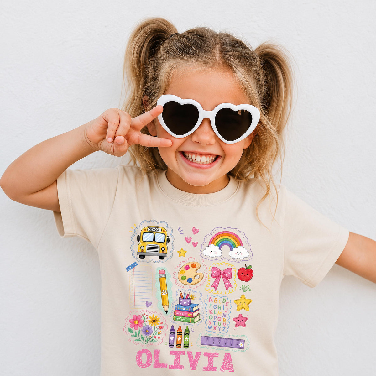 Personalized First Day of School Shirt, Back to School Girls Tee, Kids School Gift Shirts