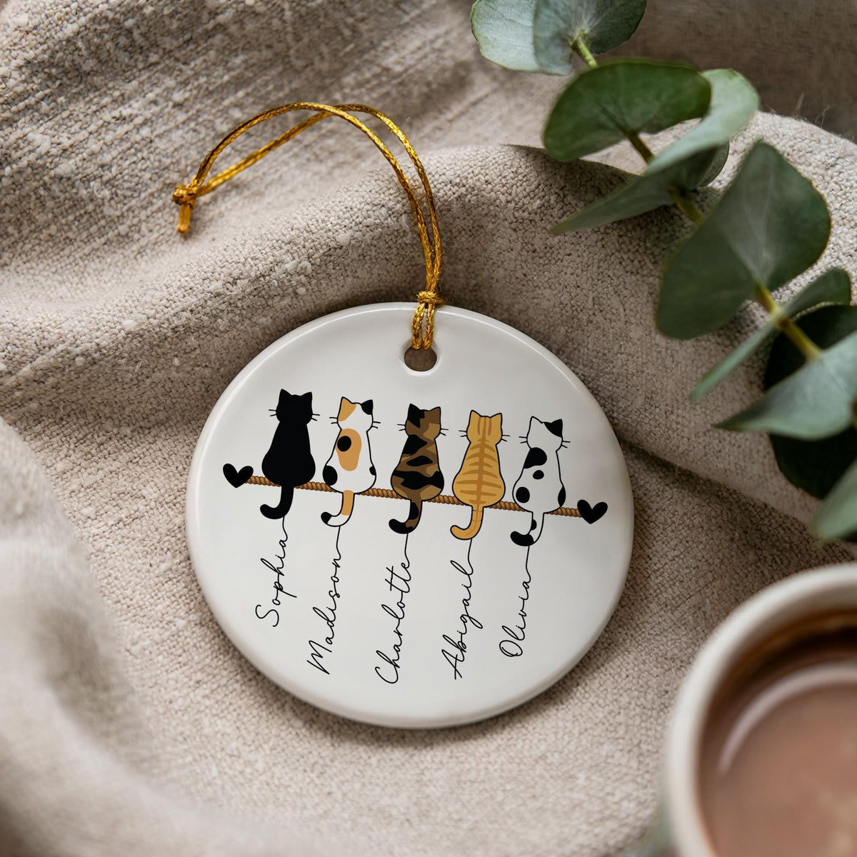 Personalized Cat Ornament, Custom Cats Lover Mom Gift, Pet Memorial Keepsake