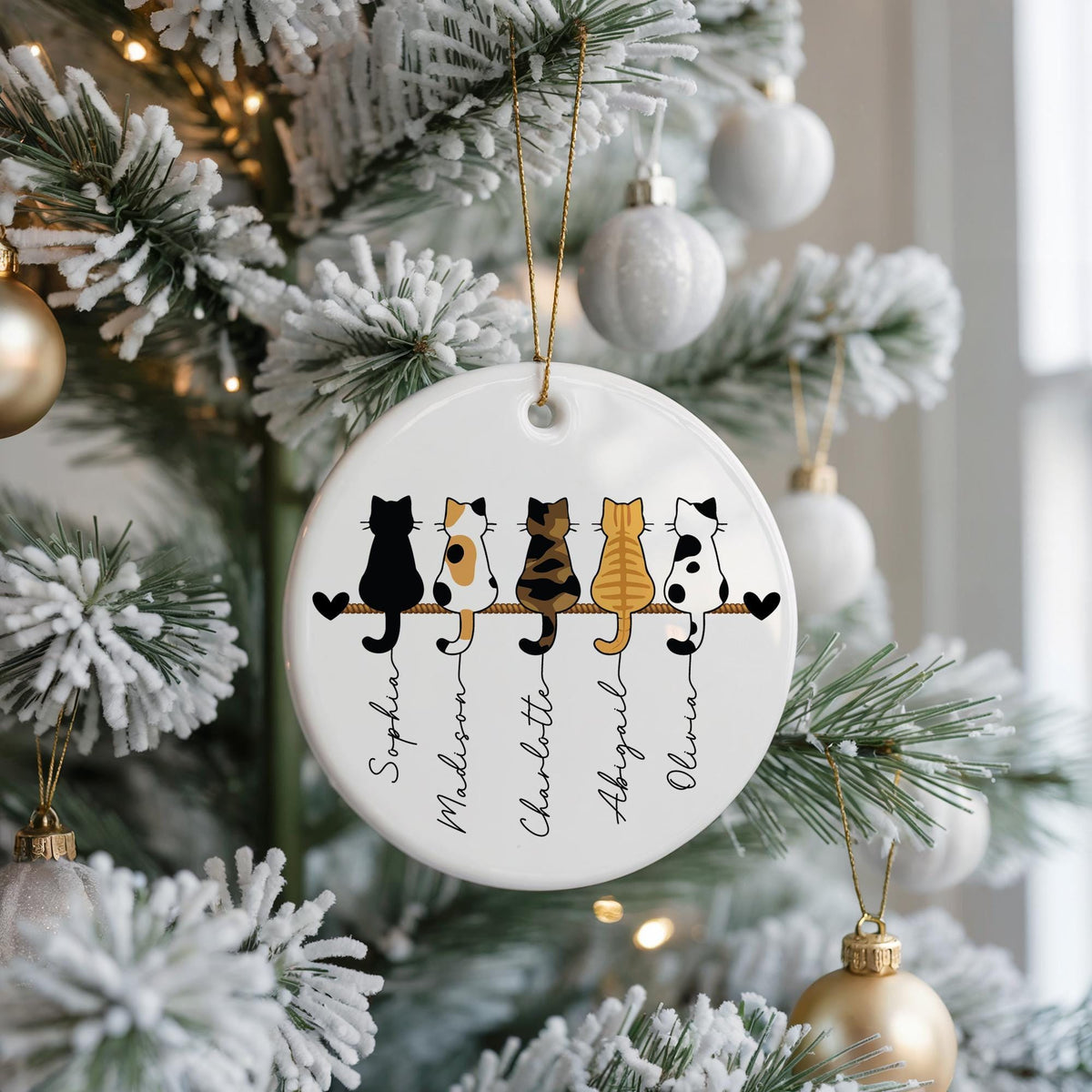 Personalized Cat Ornament, Custom Cats Lover Mom Gift, Pet Memorial Keepsake