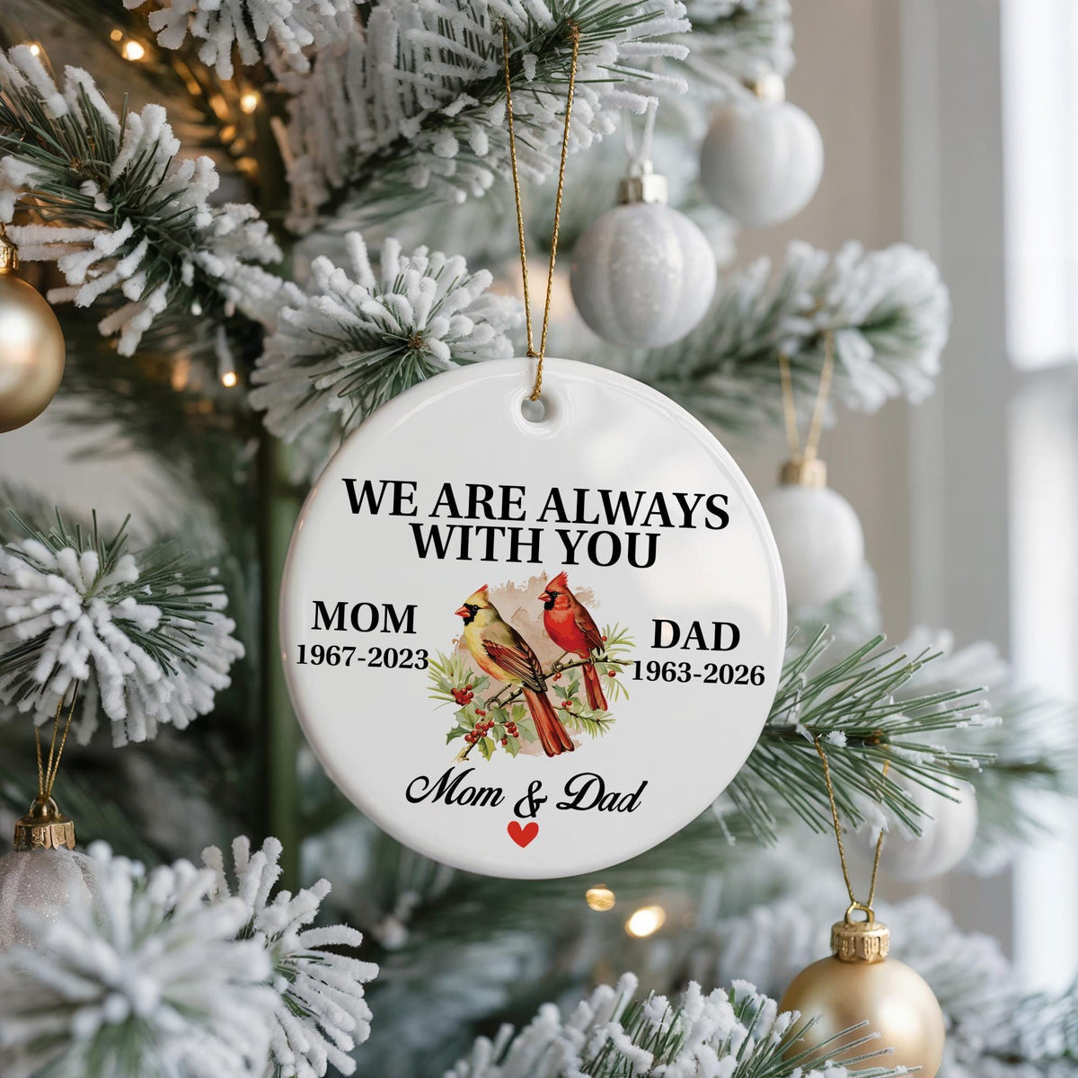 Cardinal Memorial Ornament, Ceramic Remembrance Keepsake, We Are Always With You Sympathy Decoration