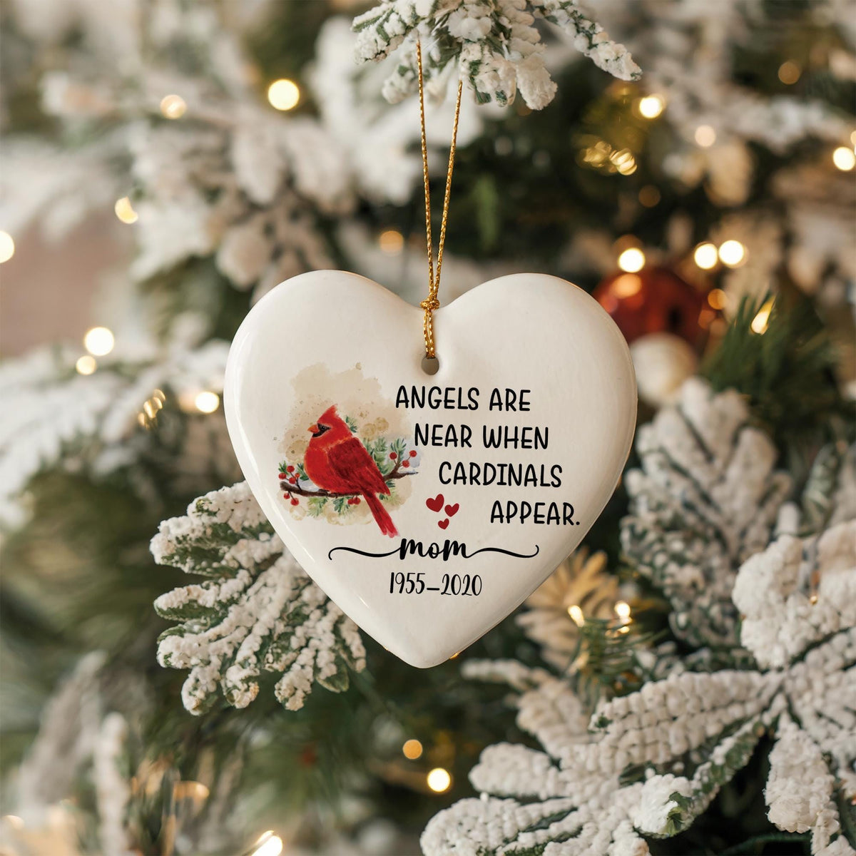 Cardinal Memorial Ornament, Ceramic Keepsake, Loss Sympathy Gift