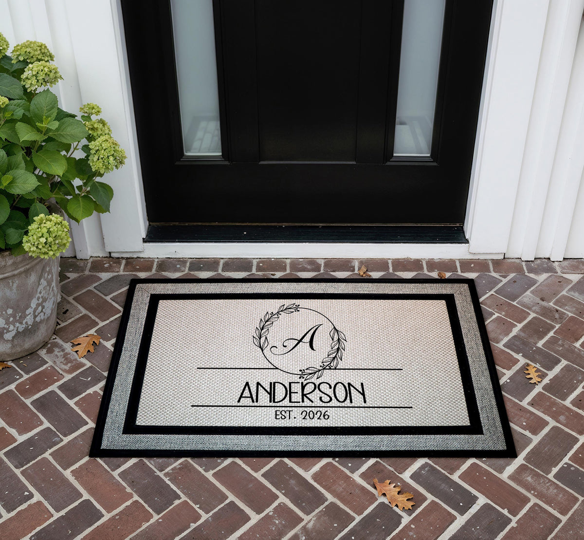 Personalized Family Monogram Doormat, Custom Established Date Welcome Mat