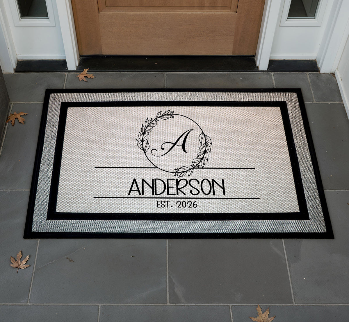 Personalized Family Monogram Doormat, Custom Established Date Welcome Mat