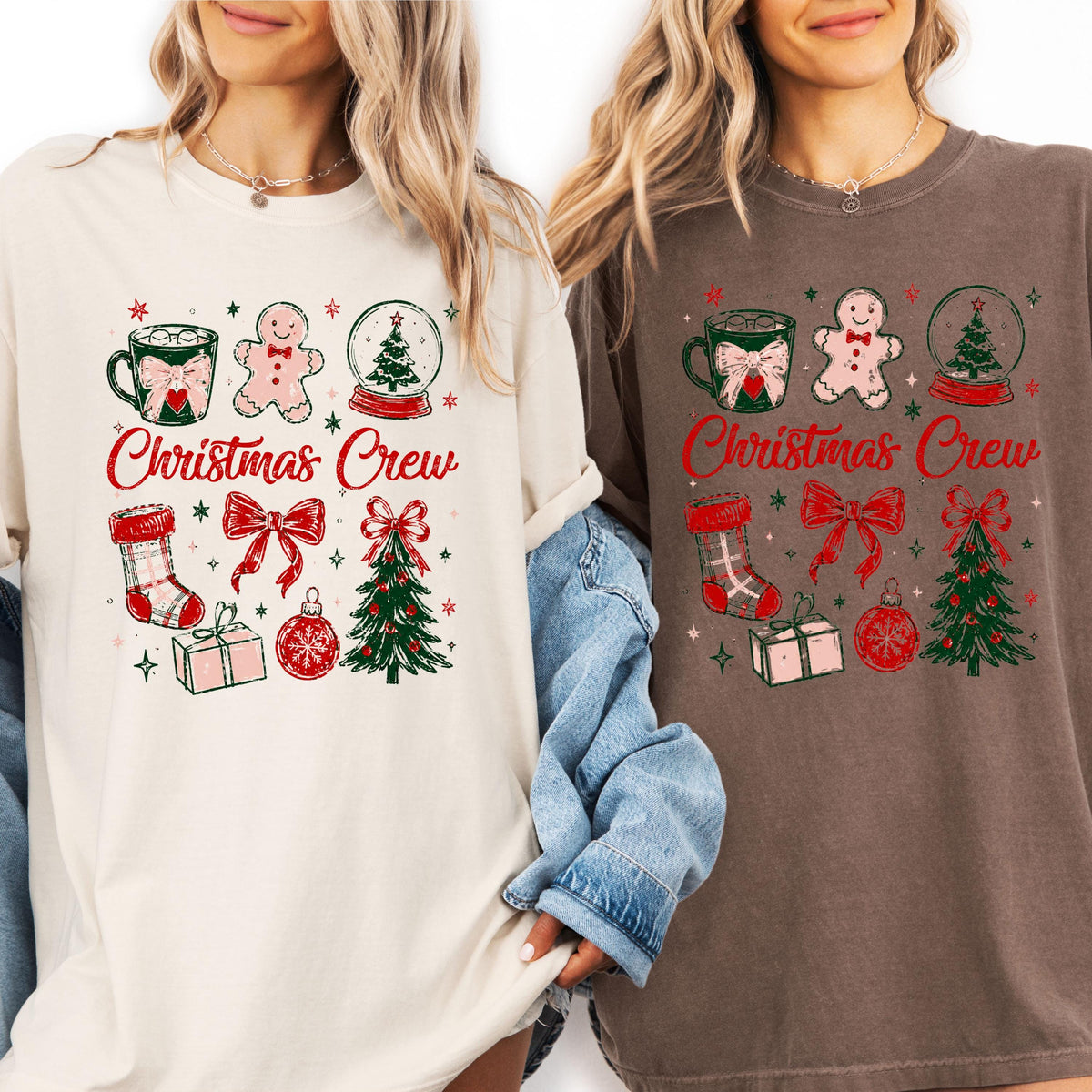 Christmas Crew Comfort Colors® T-Shirt, Coquette Bow Christmas Tee, Holiday Matching Gift